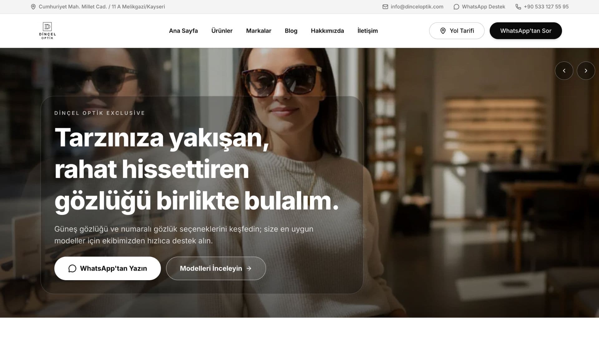 Dinçel Optik mağaza vitrini
