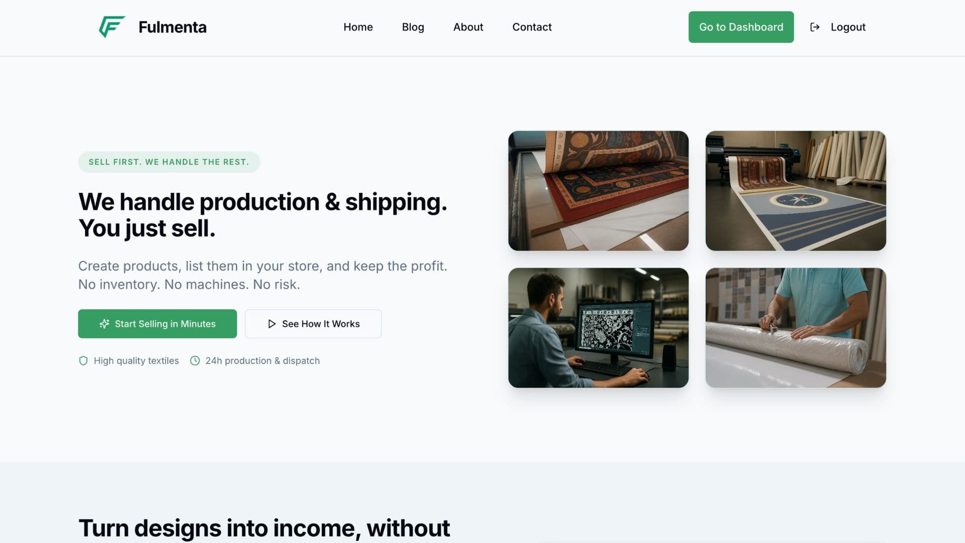 Fulmenta dashboard ön izleme